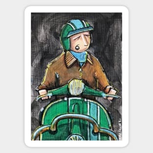 Retro Scooter, Classic Scooter, Scooterist, Scootering, Scooter Rider, Mod Art Sticker